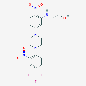 2-[(2-Nitro-5-{4-[2-nitro-4-(trifluoromethyl)phenyl]piperazin-1-yl}phenyl)amino]ethanol