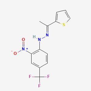 (2E)-1-[2-nitro-4-(trifluoromethyl)phenyl]-2-[1-(thiophen-2-yl)ethylidene]hydrazine