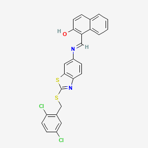 1-[(E)-({2-[(2,5-dichlorobenzyl)sulfanyl]-1,3-benzothiazol-6-yl}imino)methyl]naphthalen-2-ol