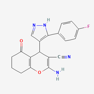 2-amino-4-[3-(4-fluorophenyl)-1H-pyrazol-4-yl]-5-oxo-5,6,7,8-tetrahydro-4H-chromene-3-carbonitrile