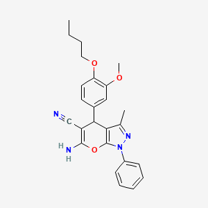 6-Amino-4-(4-butoxy-3-methoxyphenyl)-3-methyl-1-phenyl-1,4-dihydropyrano[2,3-c]pyrazole-5-carbonitrile