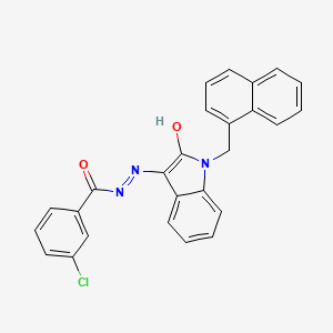 3-chloro-N'-[(3Z)-1-(naphthalen-1-ylmethyl)-2-oxo-1,2-dihydro-3H-indol-3-ylidene]benzohydrazide