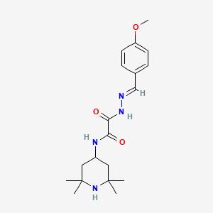 molecular formula C19H28N4O3 B11515064 2-[(2E)-2-(4-methoxybenzylidene)hydrazinyl]-2-oxo-N-(2,2,6,6-tetramethylpiperidin-4-yl)acetamide 