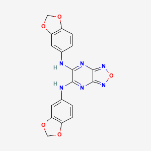 molecular formula C18H12N6O5 B11515074 N,N'-bis(1,3-benzodioxol-5-yl)[1,2,5]oxadiazolo[3,4-b]pyrazine-5,6-diamine 