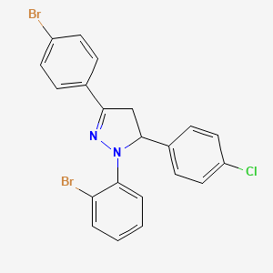 1-(2-bromophenyl)-3-(4-bromophenyl)-5-(4-chlorophenyl)-4,5-dihydro-1H-pyrazole