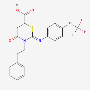 (2Z)-4-oxo-3-(2-phenylethyl)-2-{[4-(trifluoromethoxy)phenyl]imino}-1,3-thiazinane-6-carboxylic acid