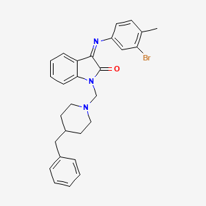 (3Z)-1-[(4-benzylpiperidin-1-yl)methyl]-3-[(3-bromo-4-methylphenyl)imino]-1,3-dihydro-2H-indol-2-one