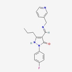 molecular formula C19H19FN4O B11515137 (4E)-2-(4-fluorophenyl)-5-propyl-4-{[(pyridin-3-ylmethyl)amino]methylidene}-2,4-dihydro-3H-pyrazol-3-one 