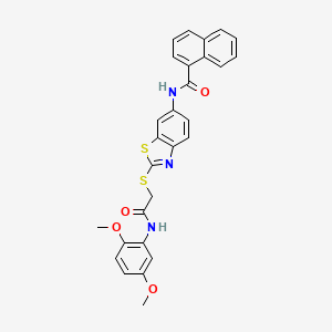 molecular formula C28H23N3O4S2 B11515141 N-[2-({2-[(2,5-dimethoxyphenyl)amino]-2-oxoethyl}sulfanyl)-1,3-benzothiazol-6-yl]naphthalene-1-carboxamide 