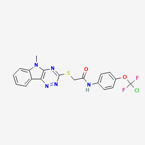 molecular formula C19H14ClF2N5O2S B11515154 N-{4-[chloro(difluoro)methoxy]phenyl}-2-[(5-methyl-5H-[1,2,4]triazino[5,6-b]indol-3-yl)sulfanyl]acetamide 