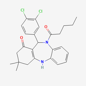 11-(3,4-dichlorophenyl)-3,3-dimethyl-10-pentanoyl-2,3,4,5,10,11-hexahydro-1H-dibenzo[b,e][1,4]diazepin-1-one