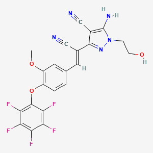 5-amino-3-{(Z)-1-cyano-2-[3-methoxy-4-(pentafluorophenoxy)phenyl]ethenyl}-1-(2-hydroxyethyl)-1H-pyrazole-4-carbonitrile