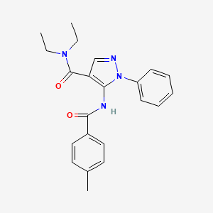 molecular formula C22H24N4O2 B11515185 N,N-diethyl-5-{[(4-methylphenyl)carbonyl]amino}-1-phenyl-1H-pyrazole-4-carboxamide 