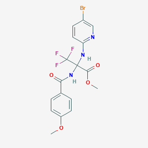 molecular formula C17H15BrF3N3O4 B11515191 2-(5-Bromo-pyridin-2-ylamino)-3,3,3-trifluoro-2-(4-methoxy-benzoylamino)-propionic acid methyl ester 