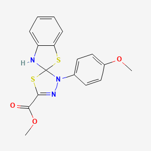 molecular formula C17H15N3O3S2 B11515206 methyl 3'-(4-methoxyphenyl)-3H,3'H-spiro[1,3-benzothiazole-2,2'-[1,3,4]thiadiazole]-5'-carboxylate 