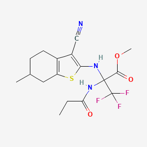 Methyl 2-[(3-cyano-6-methyl-4,5,6,7-tetrahydro-1-benzothiophen-2-YL)amino]-3,3,3-trifluoro-2-propanamidopropanoate