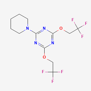 molecular formula C12H14F6N4O2 B11515223 2-(Piperidin-1-yl)-4,6-bis(2,2,2-trifluoroethoxy)-1,3,5-triazine 