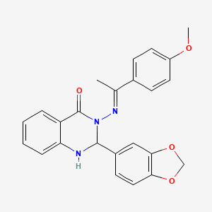 molecular formula C24H21N3O4 B11515224 2-(1,3-benzodioxol-5-yl)-3-{[(1E)-1-(4-methoxyphenyl)ethylidene]amino}-2,3-dihydroquinazolin-4(1H)-one 