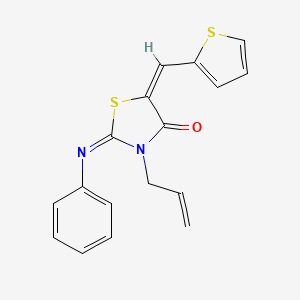 molecular formula C17H14N2OS2 B11515254 (2E,5E)-2-(phenylimino)-3-(prop-2-en-1-yl)-5-(thiophen-2-ylmethylidene)-1,3-thiazolidin-4-one 