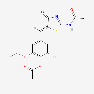 4-{(Z)-[(2Z)-2-(acetylimino)-4-oxo-1,3-thiazolidin-5-ylidene]methyl}-2-chloro-6-ethoxyphenyl acetate