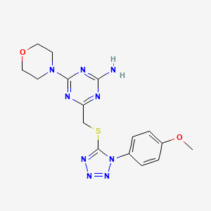 molecular formula C16H19N9O2S B11515292 4-({[1-(4-methoxyphenyl)-1H-tetrazol-5-yl]sulfanyl}methyl)-6-(morpholin-4-yl)-1,3,5-triazin-2-amine 