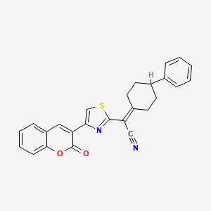 molecular formula C26H20N2O2S B11515293 [4-(2-oxo-2H-chromen-3-yl)-1,3-thiazol-2-yl](4-phenylcyclohexylidene)acetonitrile 