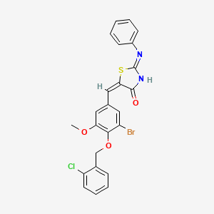 (5E)-2-anilino-5-[[3-bromo-4-[(2-chlorophenyl)methoxy]-5-methoxyphenyl]methylidene]-1,3-thiazol-4-one