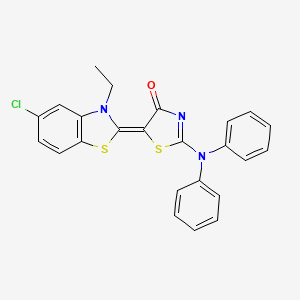 molecular formula C24H18ClN3OS2 B11515323 (5Z)-5-(5-chloro-3-ethyl-1,3-benzothiazol-2(3H)-ylidene)-2-(diphenylamino)-1,3-thiazol-4(5H)-one 