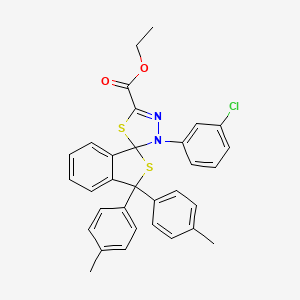 molecular formula C32H27ClN2O2S2 B11515324 ethyl 3'-(3-chlorophenyl)-3,3-bis(4-methylphenyl)-3H,3'H-spiro[2-benzothiophene-1,2'-[1,3,4]thiadiazole]-5'-carboxylate 