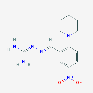 molecular formula C13H18N6O2 B11515342 Guanidine, 1-[5-nitro-2-(1-piperidyl)benzylideno]amino-- 