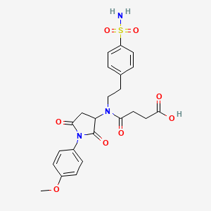 molecular formula C23H25N3O8S B11515366 4-{[1-(4-Methoxyphenyl)-2,5-dioxopyrrolidin-3-yl][2-(4-sulfamoylphenyl)ethyl]amino}-4-oxobutanoic acid 