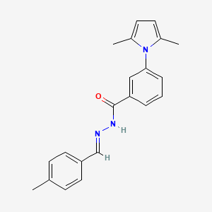 molecular formula C21H21N3O B11515389 3-(2,5-dimethyl-1H-pyrrol-1-yl)-N'-[(E)-(4-methylphenyl)methylidene]benzohydrazide 