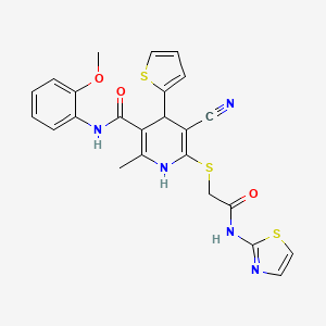 5-cyano-N-(2-methoxyphenyl)-2-methyl-6-{[2-oxo-2-(1,3-thiazol-2-ylamino)ethyl]sulfanyl}-4-(thiophen-2-yl)-1,4-dihydropyridine-3-carboxamide