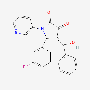 molecular formula C22H15FN2O3 B11515443 5-(3-fluorophenyl)-3-hydroxy-4-(phenylcarbonyl)-1-(pyridin-3-yl)-1,5-dihydro-2H-pyrrol-2-one 