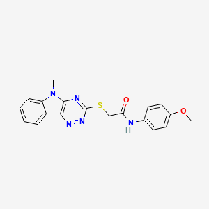 molecular formula C19H17N5O2S B11515450 N-(4-Methoxyphenyl)-2-({5-methyl-5H-[1,2,4]triazino[5,6-B]indol-3-YL}sulfanyl)acetamide 