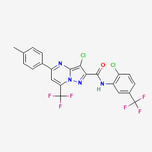 3-chloro-N-[2-chloro-5-(trifluoromethyl)phenyl]-5-(4-methylphenyl)-7-(trifluoromethyl)pyrazolo[1,5-a]pyrimidine-2-carboxamide