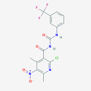 molecular formula C16H12ClF3N4O4 B11515473 2-chloro-4,6-dimethyl-5-nitro-N-{[3-(trifluoromethyl)phenyl]carbamoyl}pyridine-3-carboxamide 