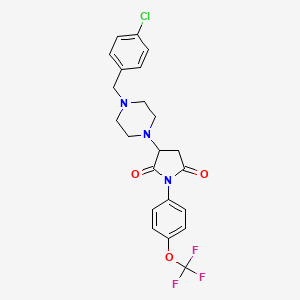 molecular formula C22H21ClF3N3O3 B11515482 3-{4-[(4-Chlorophenyl)methyl]piperazin-1-YL}-1-[4-(trifluoromethoxy)phenyl]pyrrolidine-2,5-dione 