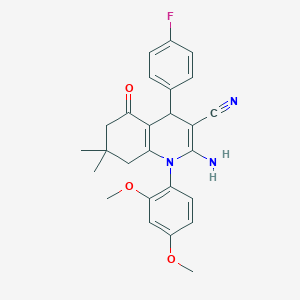 2-Amino-1-(2,4-dimethoxyphenyl)-4-(4-fluorophenyl)-7,7-dimethyl-5-oxo-1,4,5,6,7,8-hexahydroquinoline-3-carbonitrile