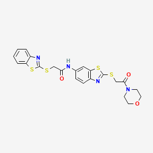 2-(1,3-benzothiazol-2-ylsulfanyl)-N-(2-{[2-(morpholin-4-yl)-2-oxoethyl]sulfanyl}-1,3-benzothiazol-6-yl)acetamide