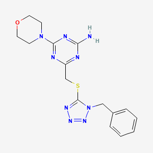 4-(1-Benzyl-1H-tetrazol-5-ylsulfanylmethyl)-6-morpholin-4-yl-[1,3,5]triazin-2-ylamine