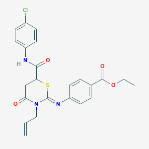 ethyl 4-{[(2E)-6-[(4-chlorophenyl)carbamoyl]-4-oxo-3-(prop-2-en-1-yl)-1,3-thiazinan-2-ylidene]amino}benzoate