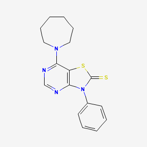 molecular formula C17H18N4S2 B11515599 7-(azepan-1-yl)-3-phenyl[1,3]thiazolo[4,5-d]pyrimidine-2(3H)-thione 