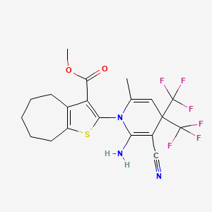 methyl 2-[2-amino-3-cyano-6-methyl-4,4-bis(trifluoromethyl)pyridin-1(4H)-yl]-5,6,7,8-tetrahydro-4H-cyclohepta[b]thiophene-3-carboxylate