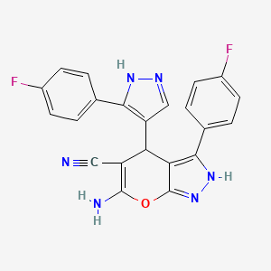 6-amino-3-(4-fluorophenyl)-4-[3-(4-fluorophenyl)-1H-pyrazol-4-yl]-1,4-dihydropyrano[2,3-c]pyrazole-5-carbonitrile