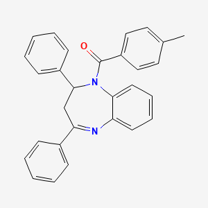 molecular formula C29H24N2O B11515660 1-(4-methylbenzoyl)-2,4-diphenyl-2,3-dihydro-1H-1,5-benzodiazepine 