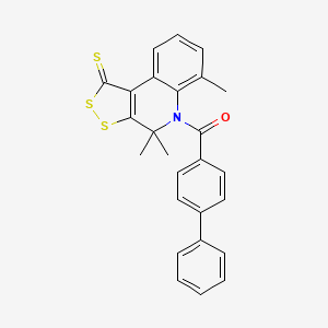 molecular formula C26H21NOS3 B11515684 4-Phenylphenyl 4,4,6-trimethyl-1-thioxo(4,5-dihydro-1,2-dithioleno[5,4-c]quino lin-5-yl) ketone 