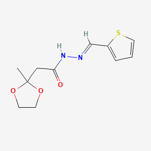 molecular formula C11H14N2O3S B11515703 2-(2-methyl-1,3-dioxolan-2-yl)-N'-[(E)-thiophen-2-ylmethylidene]acetohydrazide 