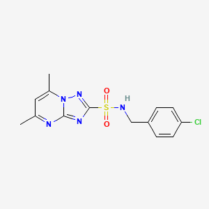 molecular formula C14H14ClN5O2S B11515706 N-(4-Chlorobenzyl)-5,7-dimethyl[1,2,4]triazolo[1,5-a]pyrimidine-2-sulfonamide 