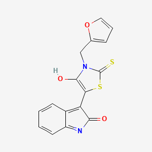 molecular formula C16H10N2O3S2 B11515717 (Z)-3-(furan-2-ylmethyl)-5-(2-oxoindolin-3-ylidene)-2-thioxothiazolidin-4-one CAS No. 5855-34-5